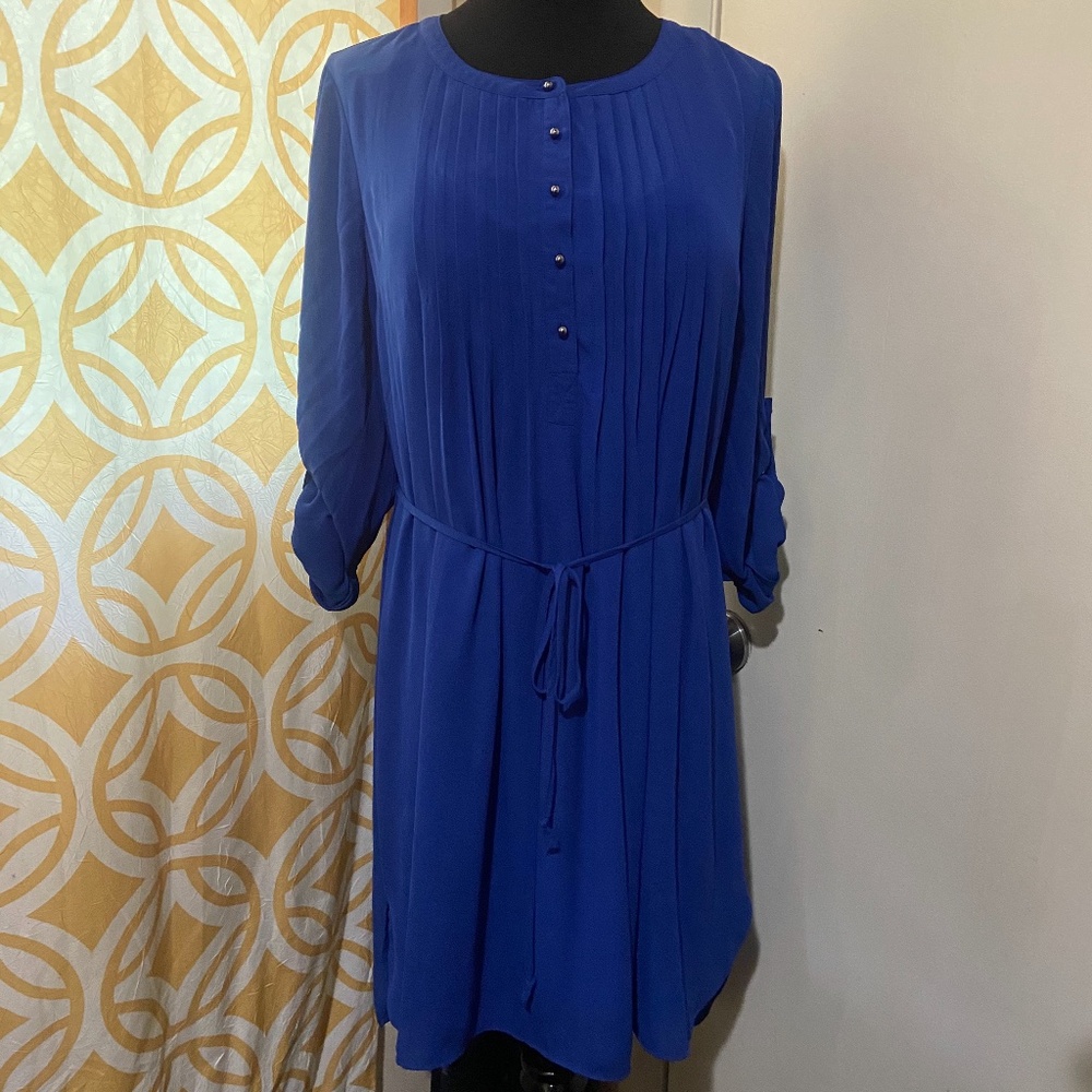 Rolled Sleeve Button Top Midi Dress
